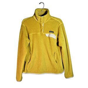 Patagonia Re Tool Snap Fleece Size L Yellow Women's Pullover 1/4 Pockets